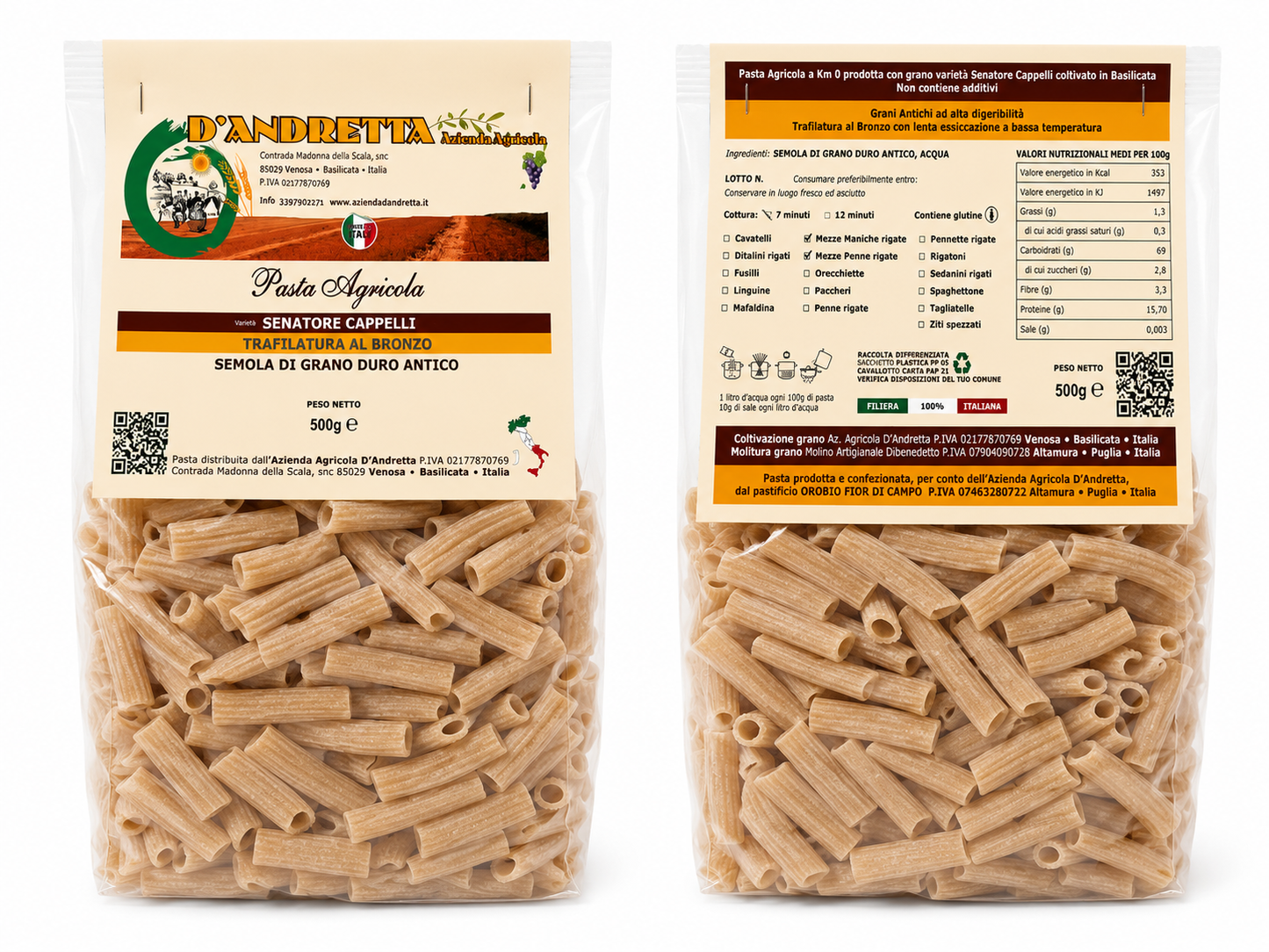 Sedanini Rigati Integrali di Grano Duro Senatore Cappelli